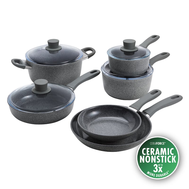 ZWILLING Parma Plus Ceramic 10-pc Aluminum Ceramic Nonstick Cookware Set - Grey