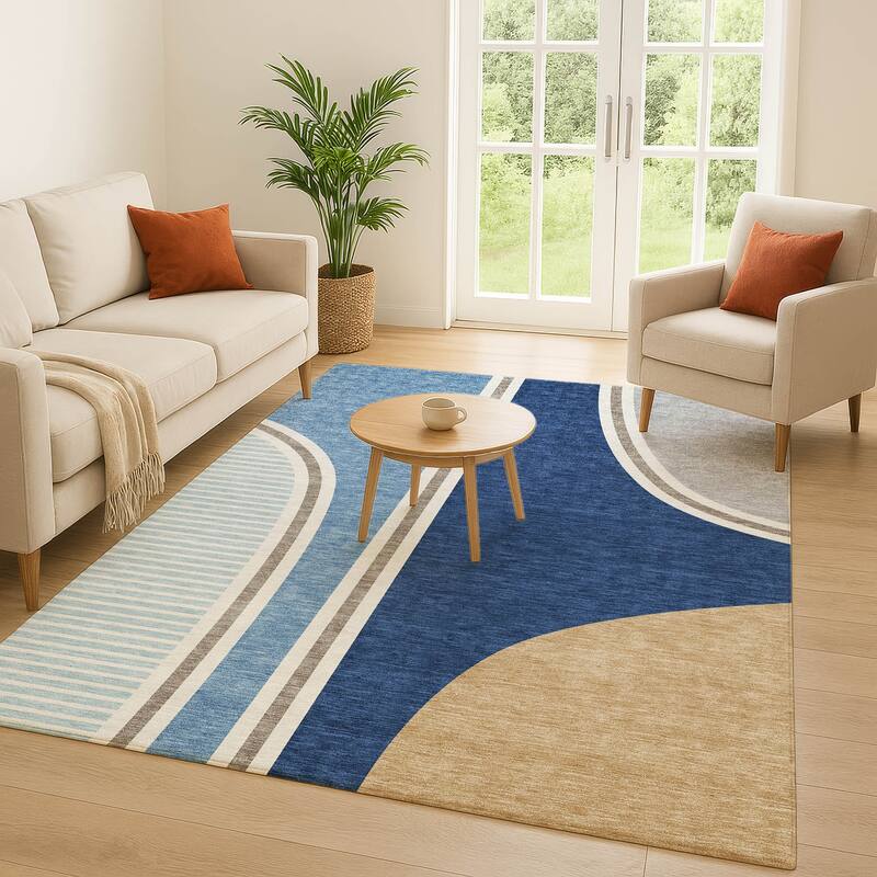 Machine Washable Indoor/ Outdoor Contemporary Keely Chantille Rug