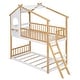 preview thumbnail 8 of 20, Twin Over Twin Bunk Bed Wood Bed with Roof, Window, Ladder