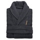 preview thumbnail 20 of 28, Authentic Hotel and Spa Charcoal Grey with Gold Monogrammed Herringbone Weave Turkish Cotton Unisex Bath Robe L/XL - I