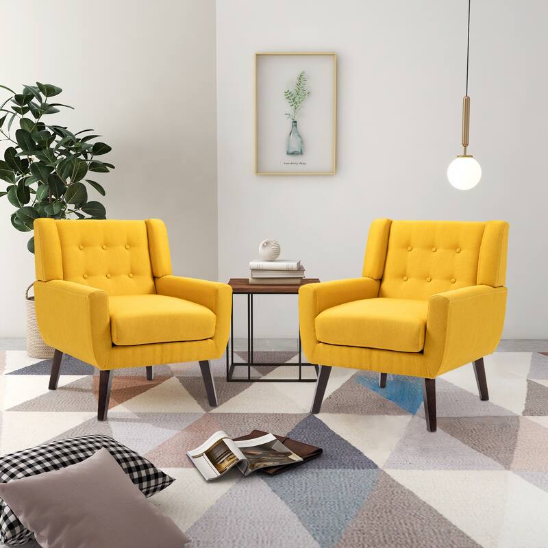 Cotton/ Linen Look Fabric Modern Accent Armchair
