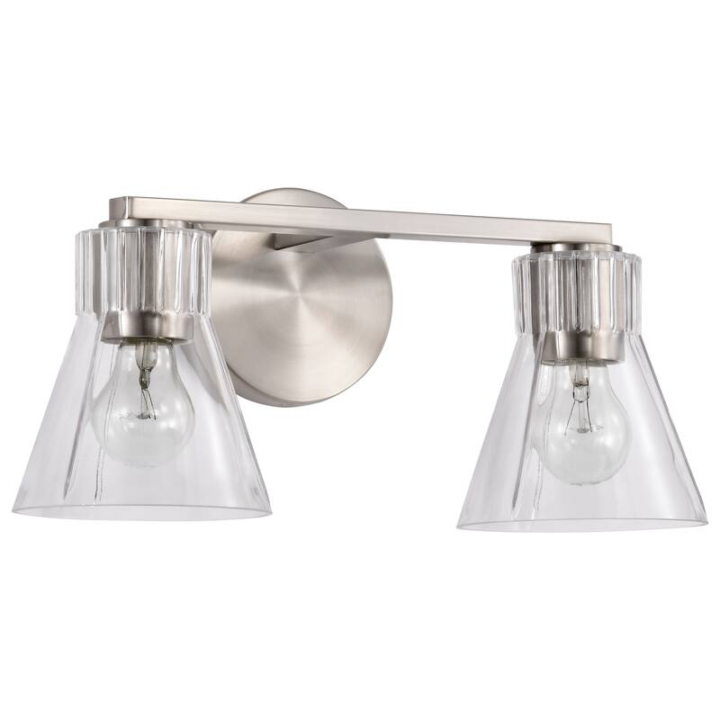 Gianna 2 Light Vanity Brushed Nickel Finish Clear Glass - Brushed Nickel - Brushed Nickel