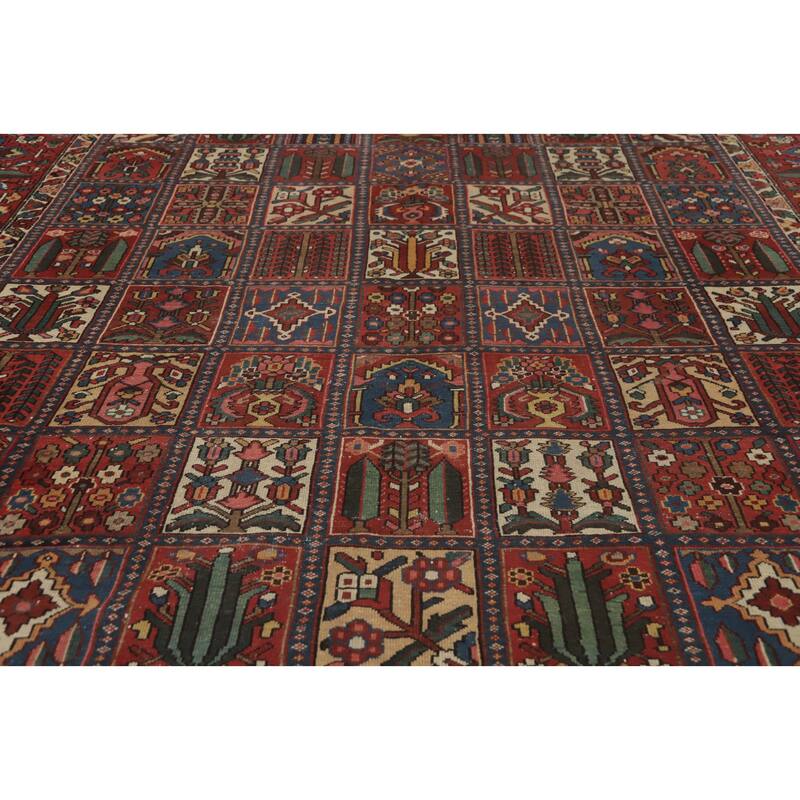 Hand Knotted Oriental 100% Wool Carpet Traditional Geometric Red Bakhtiari Area Rug - 13' 4'' X 10' 9''