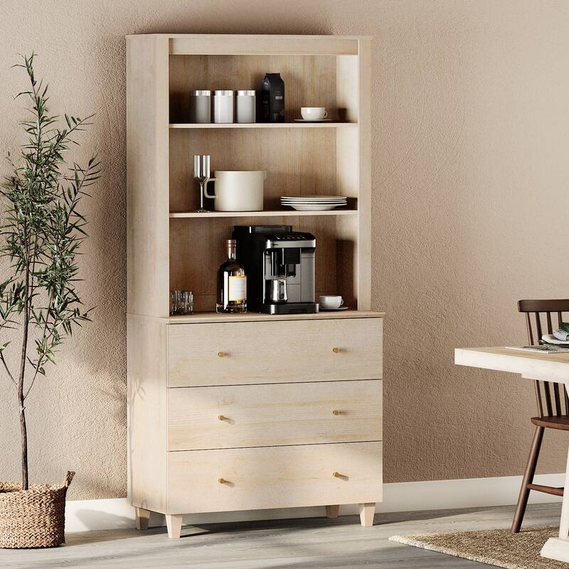 Modern 71" Tall Pantry Cabinet with Drawers & Adjustable Shelf for Kitchen