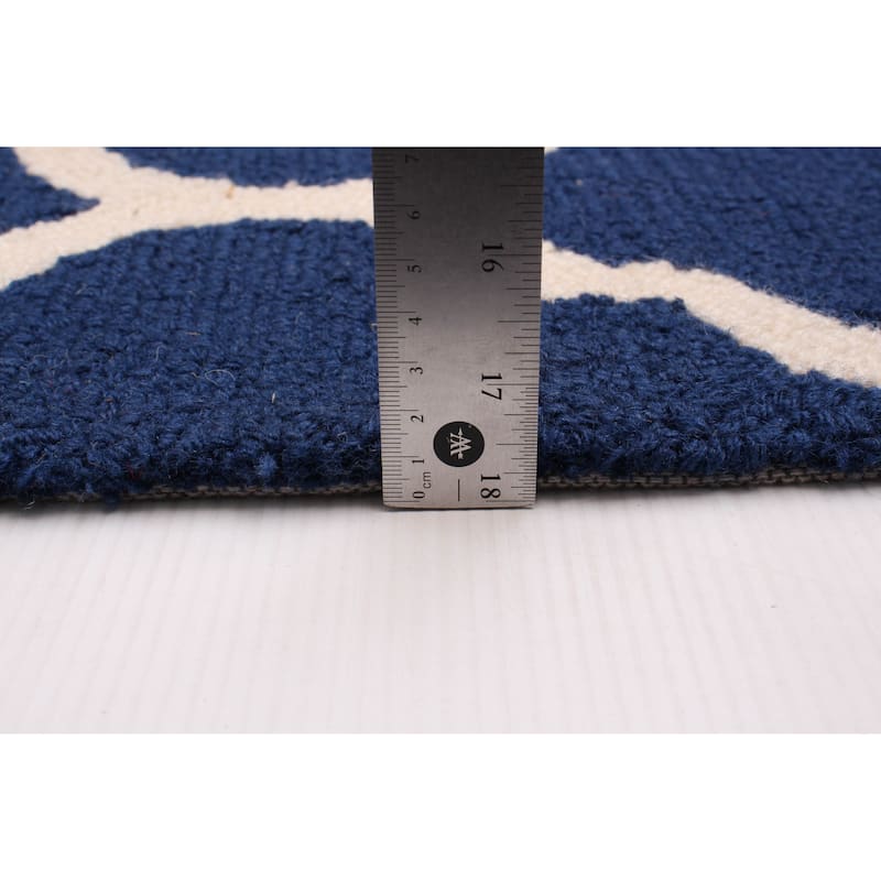 ECARPETGALLERY Hand Tufted Timeless Navy Wool Rug - 7'7 x 9'4