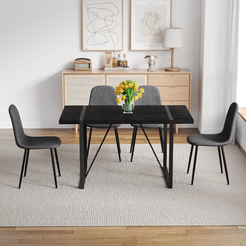 Rectangular Dining Table Set for 4, 55-Inch Wood Table with 4 Chairs, 5-Piece Modern Kitchen Table Set