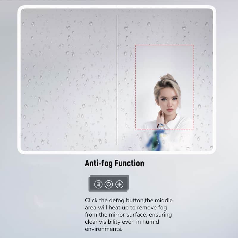Artemis Aluminum Recessed/Surface Mount Bathroom Medicine Cabinet with Mirror and Lights, Dimmable, Anti-Fog, Adjustable Shelf