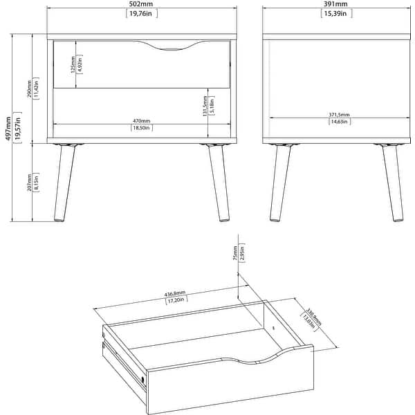 dimension image slide 1 of 3, Carson Carrington Hjo 1-drawer Nightstand