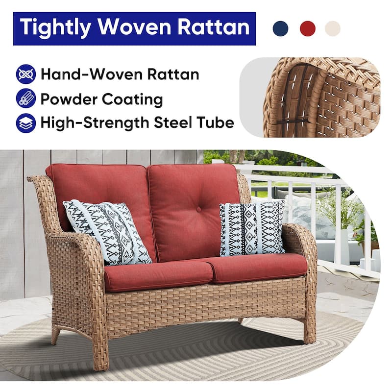 Gymojoy Stylish Patio Loveseat 2 Seat Sofa with Water-Resistant Olefin Cushions