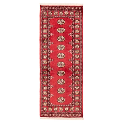 ECARPETGALLERY Hand-knotted Peshawar Bokhara Red Wool Rug - 2'6 x 6'7