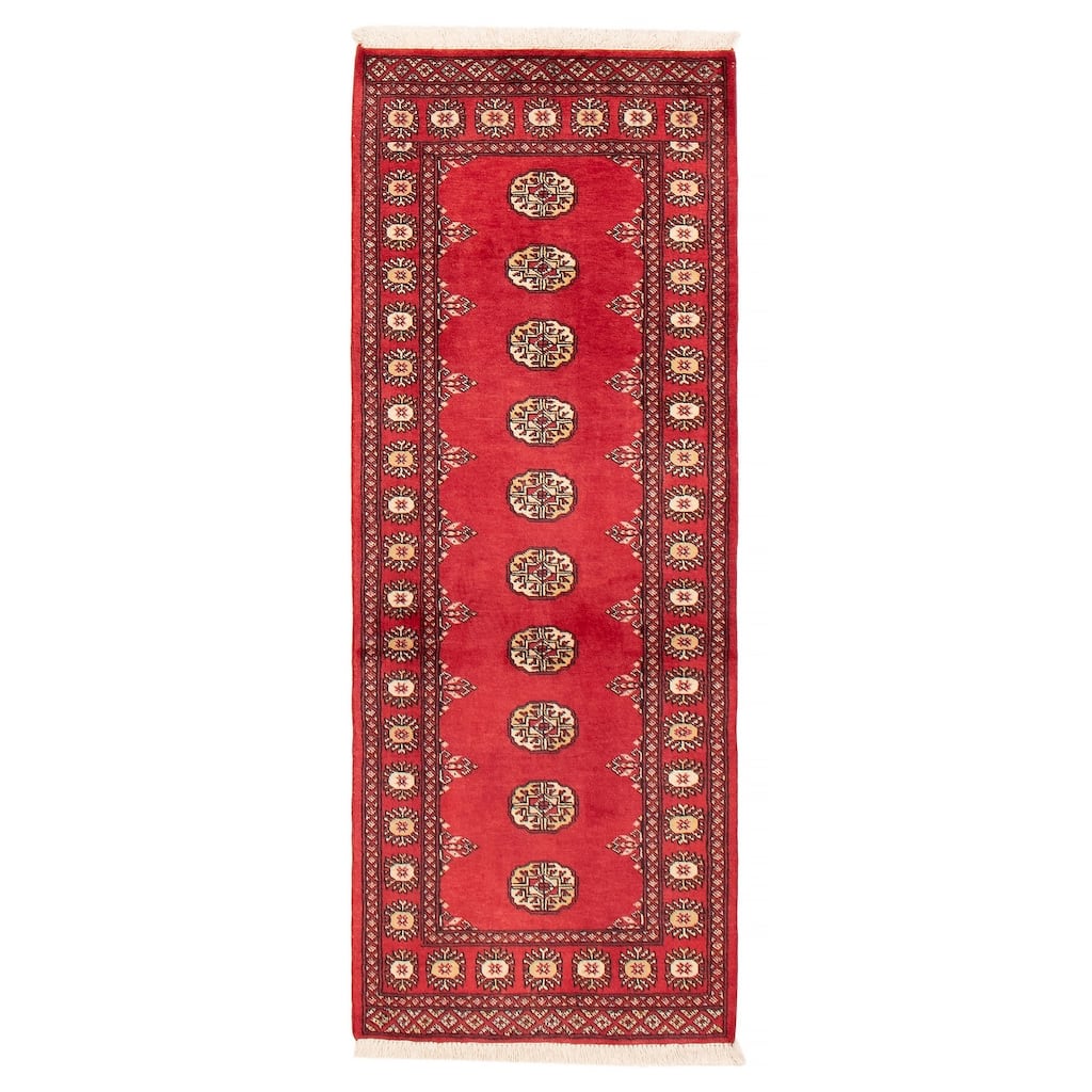 ECARPETGALLERY Hand-knotted Peshawar Bokhara Red Wool Rug - 2'6 x 6'7