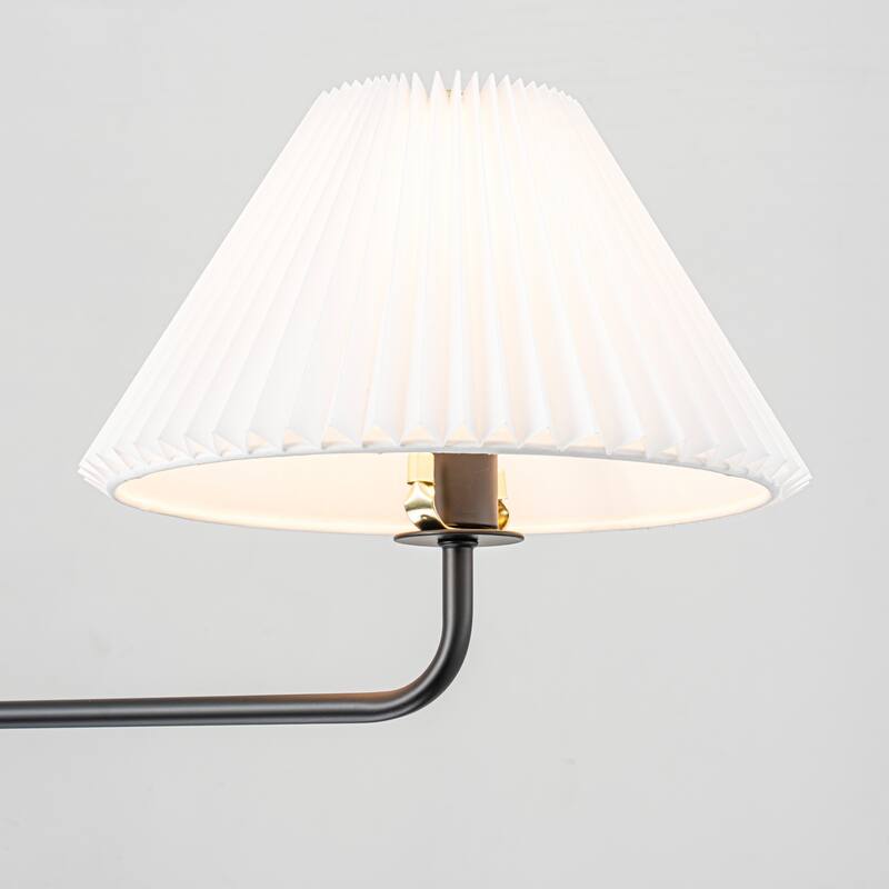 2-Light Modern Gold & Black Linear Pleated Fabric Pendant Kitchen Island Light