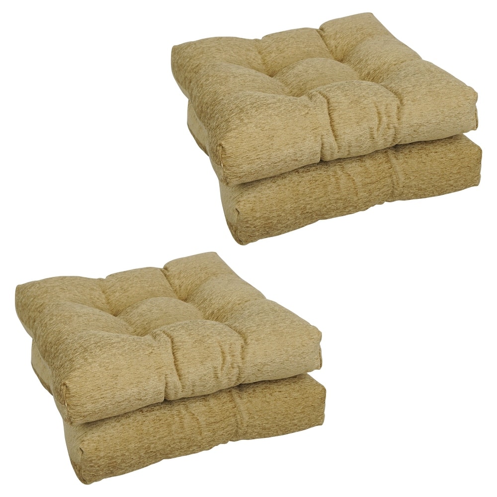 19-inch Square Jacquard Chenille Tufted Dining Chair Cushion - 19 x 19