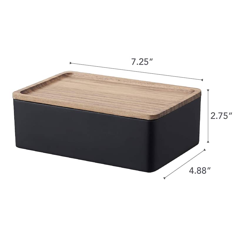 Yamazaki Home Accessory Box, Polystone, Lid - L 4.92 x W 7.28 x H 2.76 inches