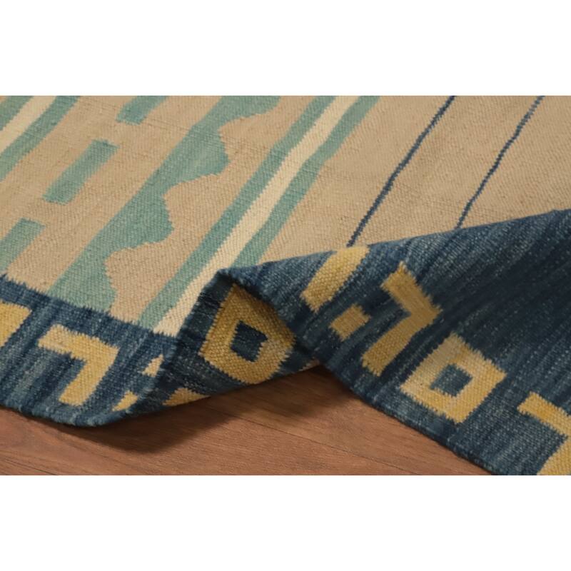 Hand Woven Oriental 100% Wool Carpet Southwestern Tribal Multi-Colored Kilim Runner Rug - 8' 1'' X 2' 2''