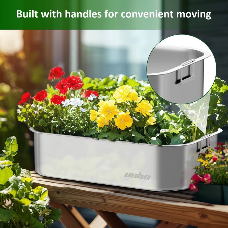 Stainless Steel Planter Box with Wire Handle Greenhouse Planting Box (set of 3)
