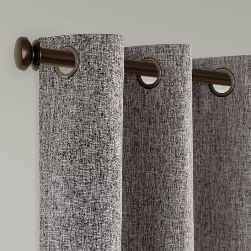 Linen Texture 100% Blackout Grommet Curtain Pair(2 panels)