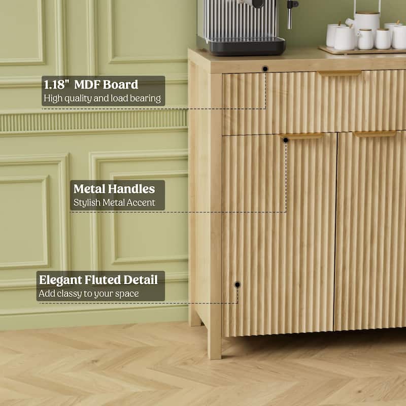 28"Sideboard Kitchen Buffet Cabinet with Drawer and Adjustable Shelf