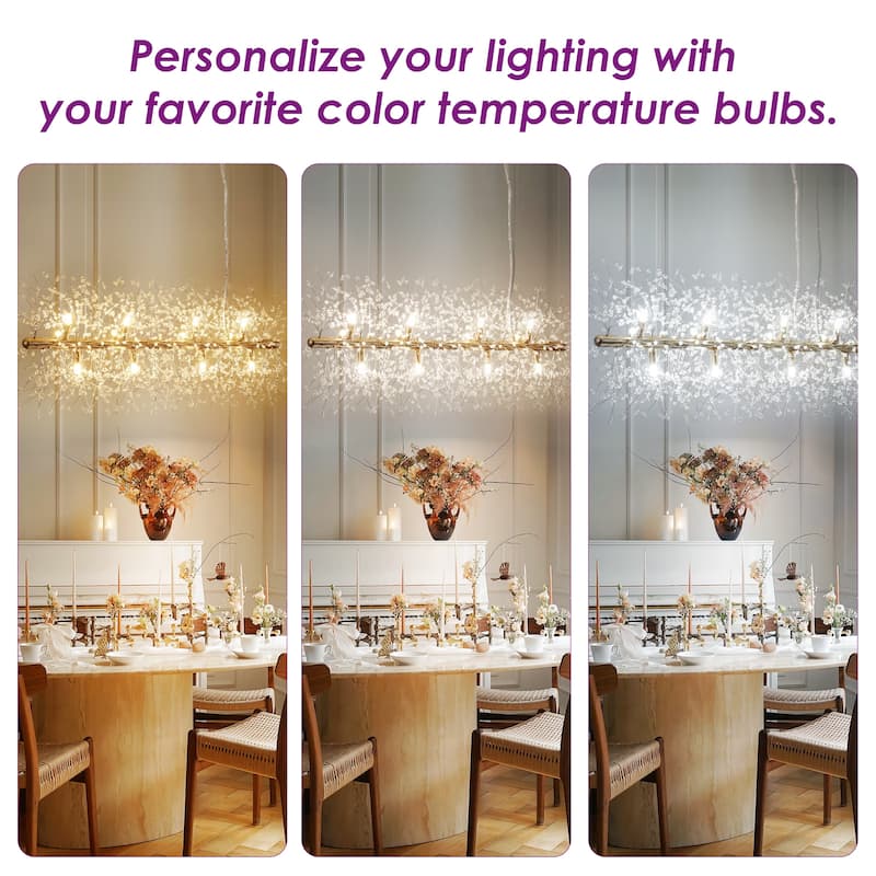 9/12-Light Linear Sputnik Crystal Beaded Pendant Light Firework Starburst Crystal Chandelier for Dining Room