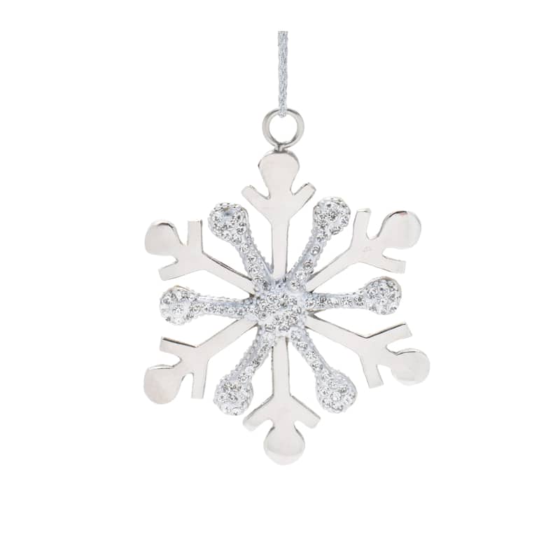 Jeweled Metal Snowflake Ornament (Set of 2) - N/A