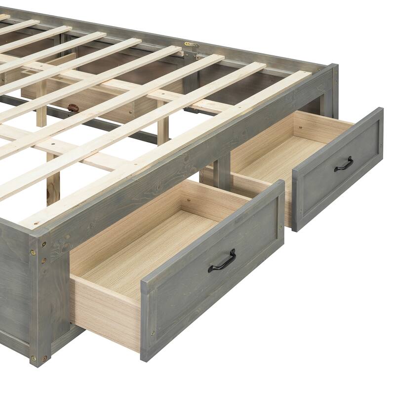 Queen Size MDF Platform Bed with 6 Storage Drawers and 400lb Weight Capacity
