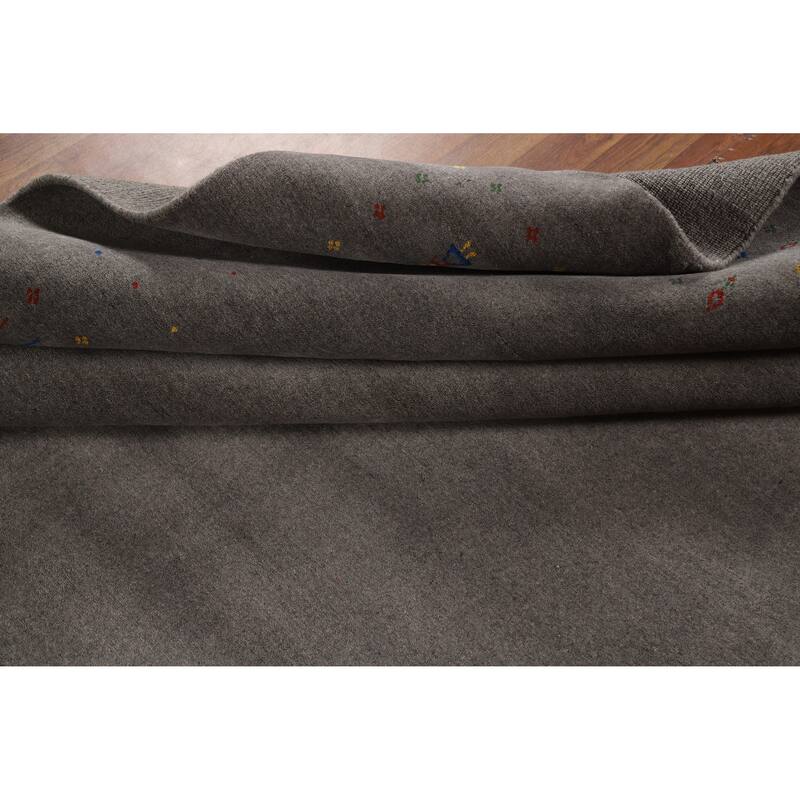 Tribal Gray Gabbeh Oriental Area Rug Handmade Wool Carpet - 8'2" x 9'11"