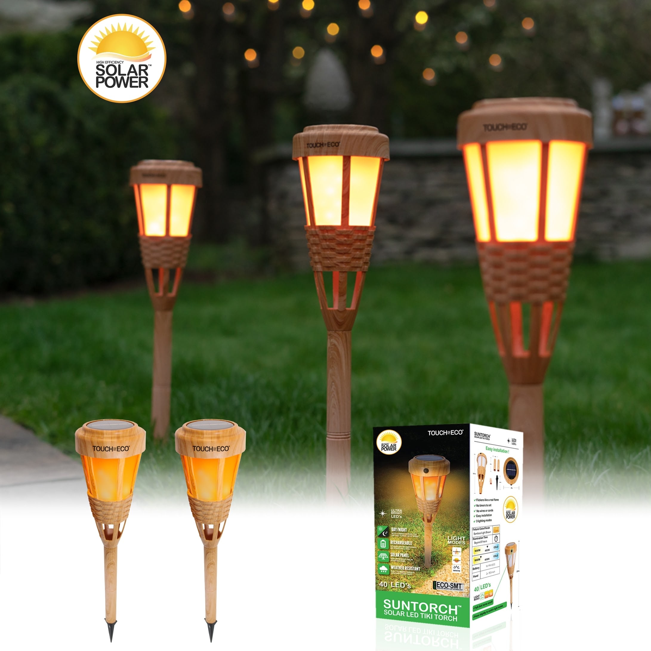 Shop Solar Led Tiki Torch Light Set Of 2 4 Or 6 Free Shipping