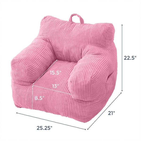 dimension image slide 10 of 12, Children's Bean Bag Chair,Corduroy Bean Bag Sofa with Armrests