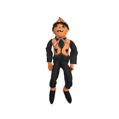Parker Pumpkin Art Doll Figure Joe Spencer Gathered Traditions Halloween Fall Harvest Art Doll Figure - Orange - 9" x 3" x 26"