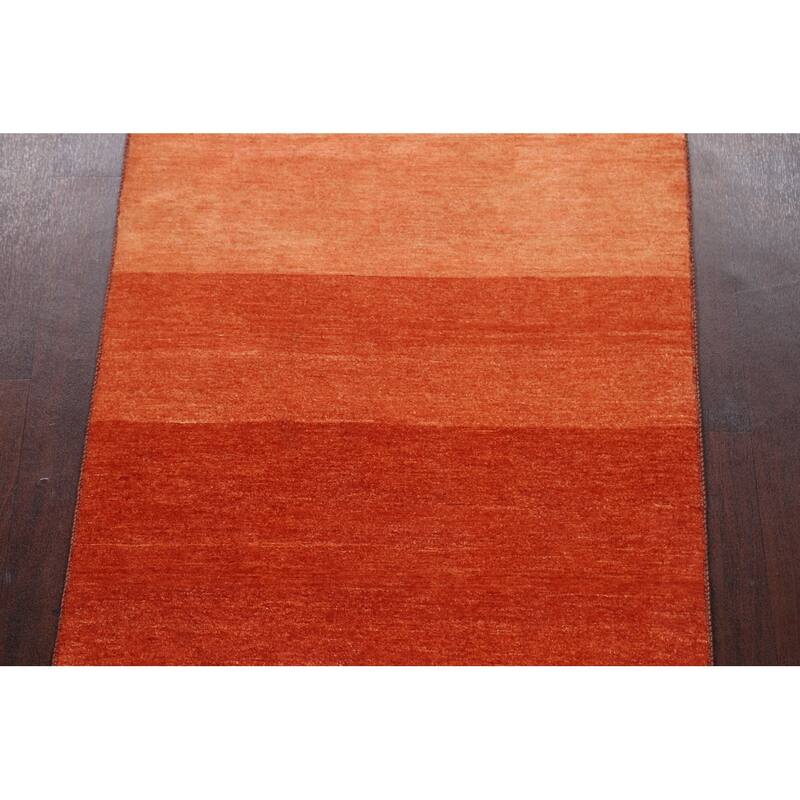 Striped Contemporary Oriental Gabbeh Kashkoli Runner Rug Wool Handmade - 3'1" x 16'6"