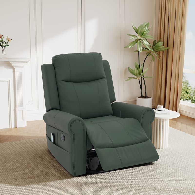 Christopher Knight Home - Nursery Recliner Modern PU Swivel Rocker Recliner Chair with Heating and Dual Reclining Positions - Green