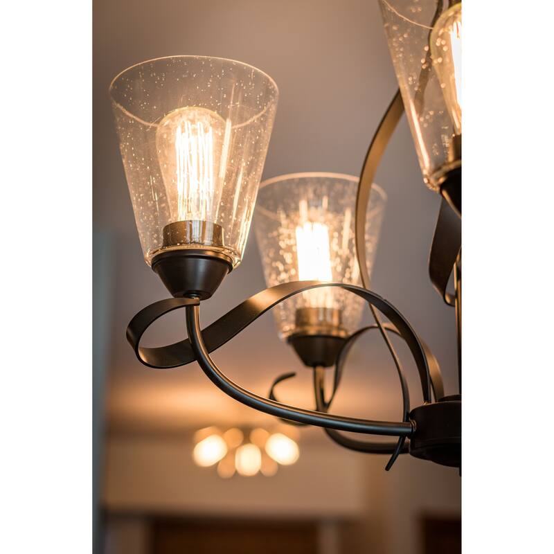 Cinta 5 Light Bronze Chandelier Clear Glass - 24.5-in W x 21-in H x 24.5-in D