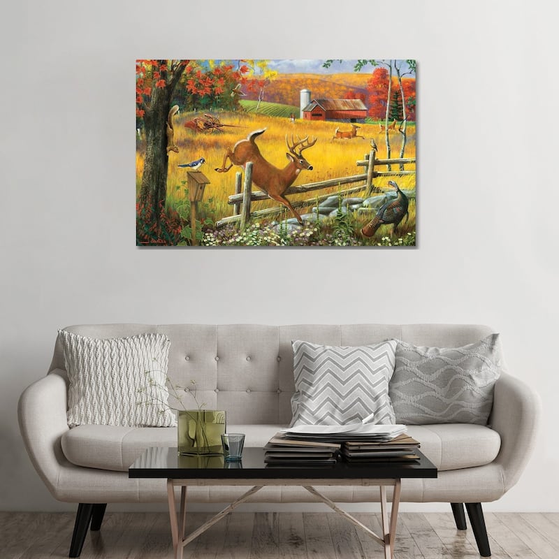iCanvas "Deer Jumping Fence" by J. Charles Canvas Print - 32x48x1.5