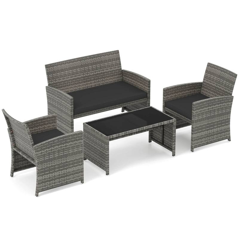 Costway 8 PCS Patio Conversation Set with Seat Cushions & Tempered - See Details