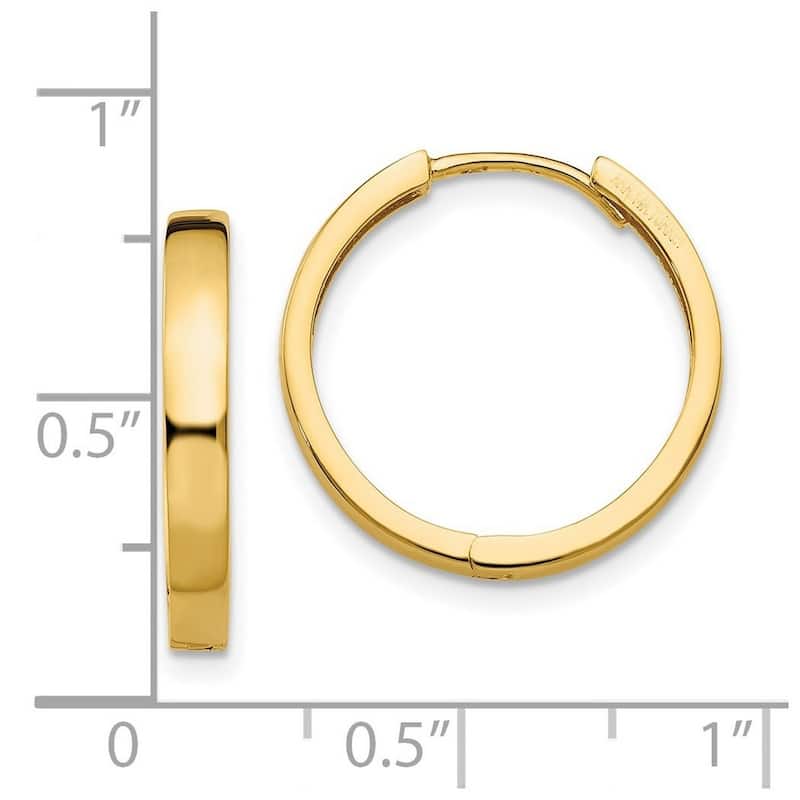 Curata 10k Yellow or White Gold 15x3mm Squared Hinged Hoop Earrings