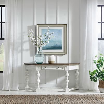 River Place Riverstone White & Tobacco Accent Console Table
