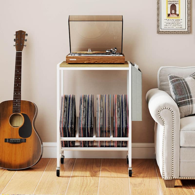 Costway Record Player Stand with Vinyl Record Storage & Side Storage - See Details