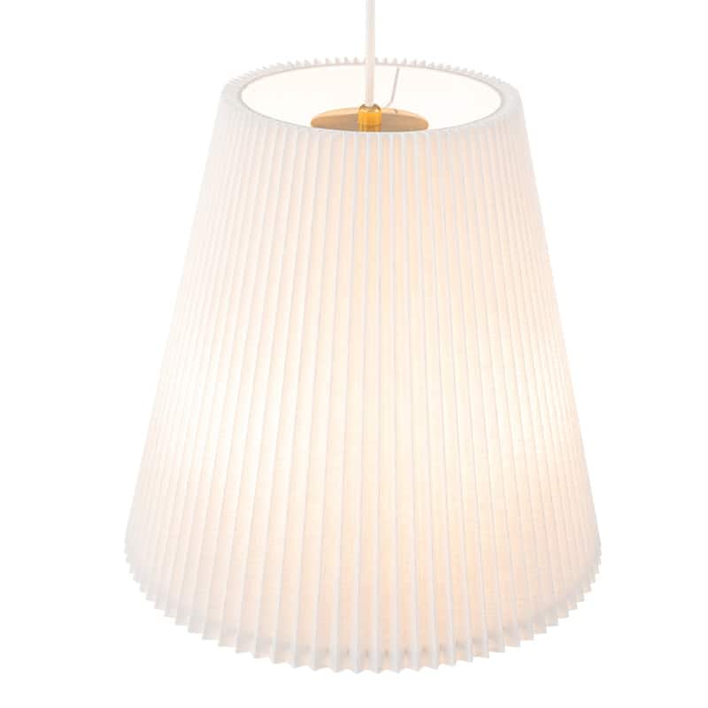 Scandinavian White Linen Pleated Conical Lantern Chandelier