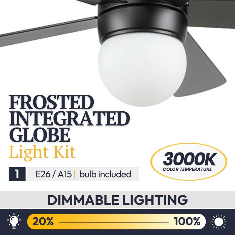 52" Prominence Home Ardrey Kell Modern Indoor LED Ceiling Fan with Light, Remote Control, Dual Mounting, Dual Finish Blades