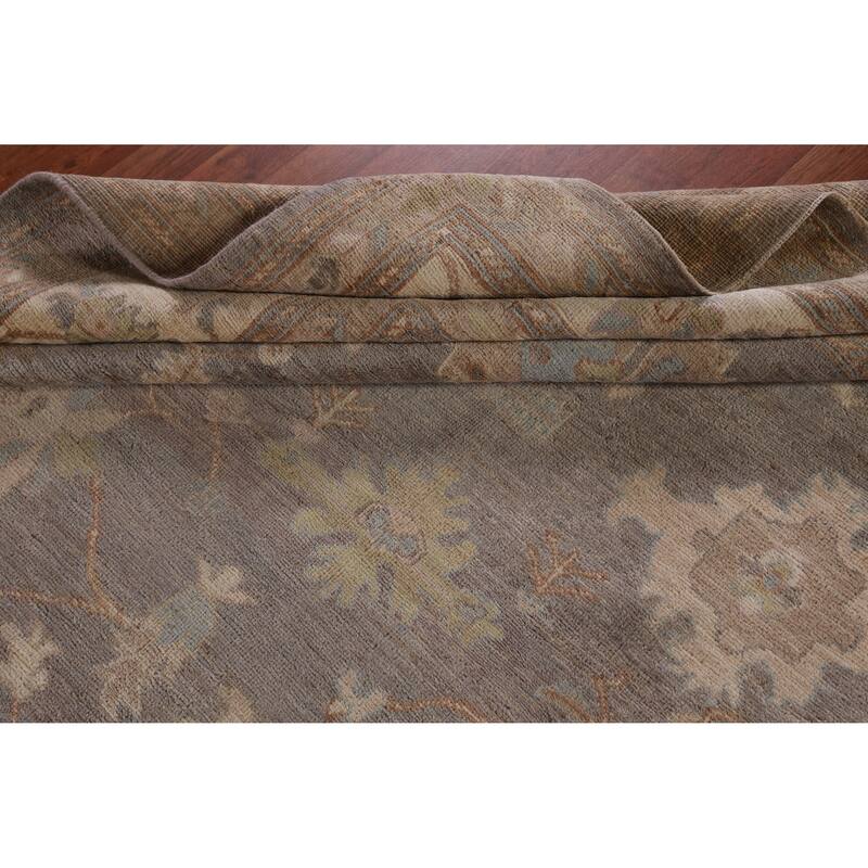 Hand Knotted Oriental 100% Wool Carpet Transitional All-Over Greys & Charcoal Oushak Area Rug - 11' 11'' X 9' 1''