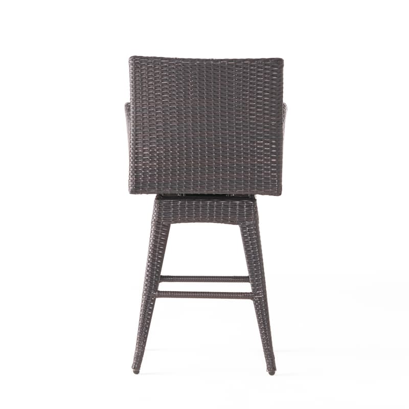 Fairfax Outdoor Wicker Swivel Armed Cushion Barstool by Christopher Knight Home
