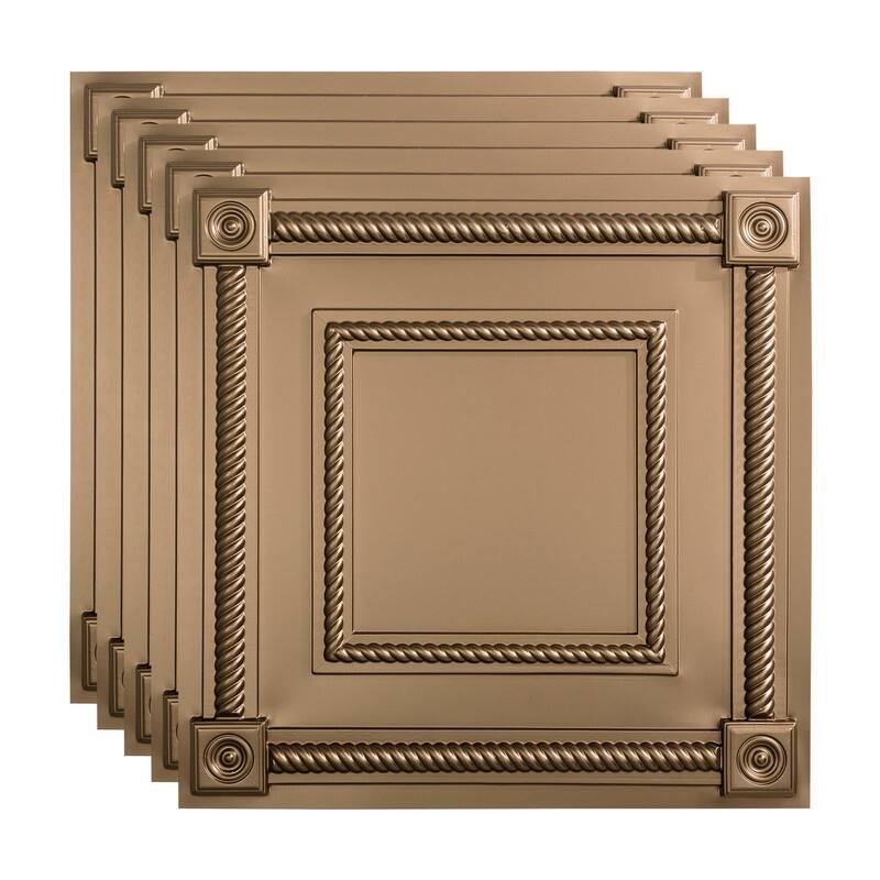 FASÄDE Coffer Decorative Vinyl 2ft x 2ft Lay in Ceiling Panel in Argent Bronze (5 Pack) - 5 Pack - Argent Bronze