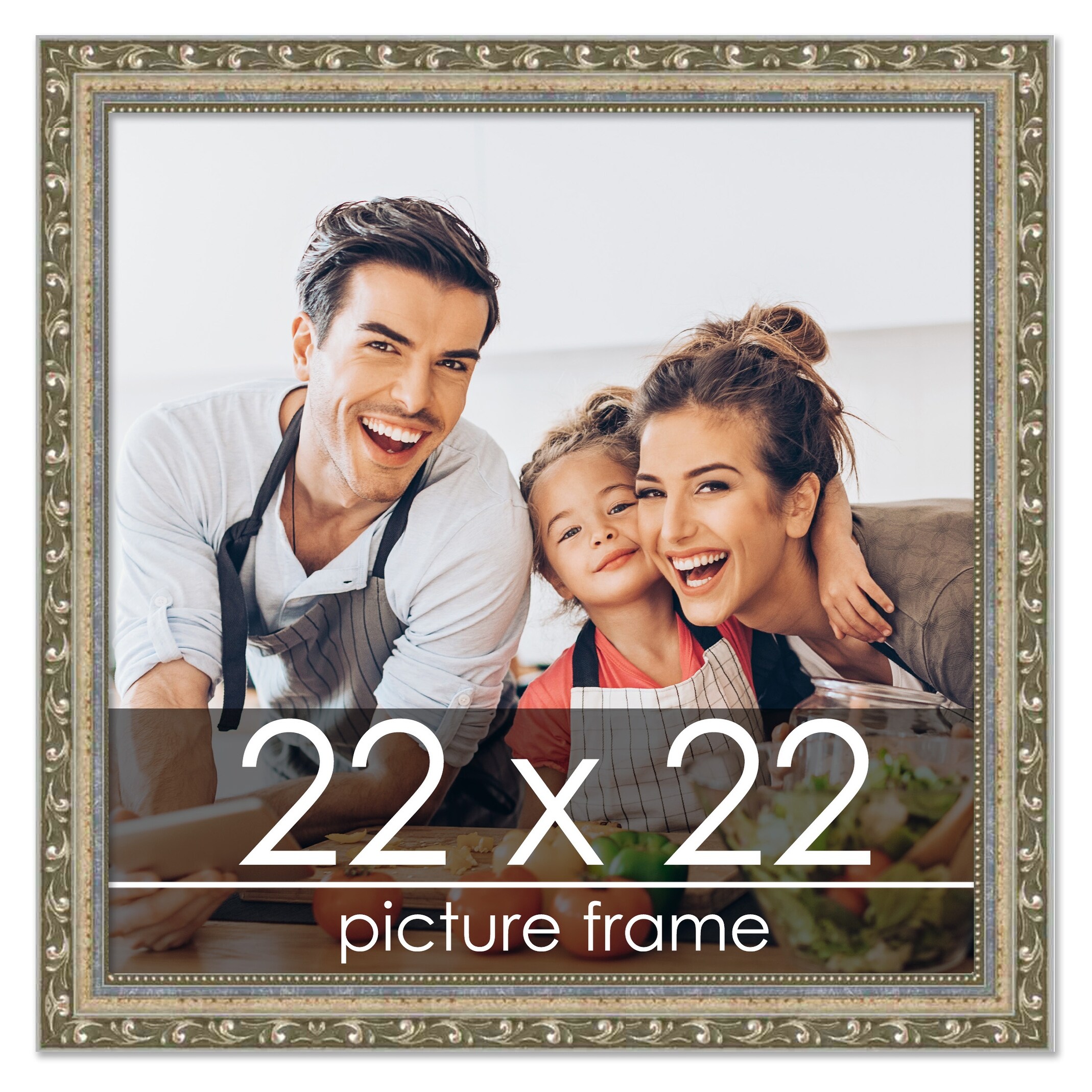 22X22 Contemporary Black Wood Picture Square Frame - Picture Frame Includes UV Acrylic, Foam Board Backing, & Hanging Hardware!