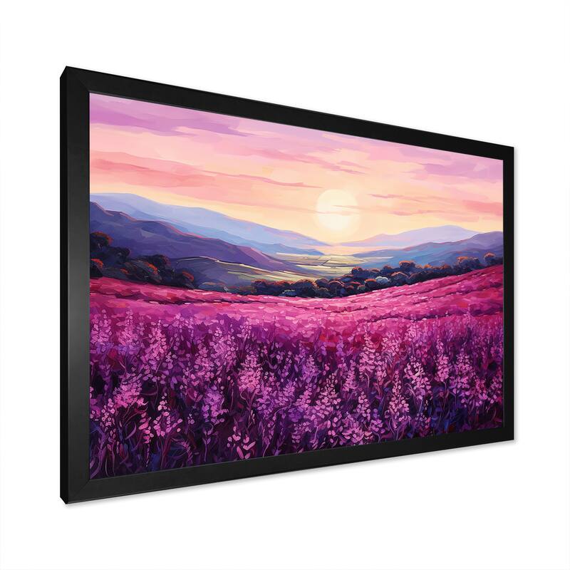 Designart "Bloomed Flower Horizons At Sunset I" Flower Framed Wall Art Prints