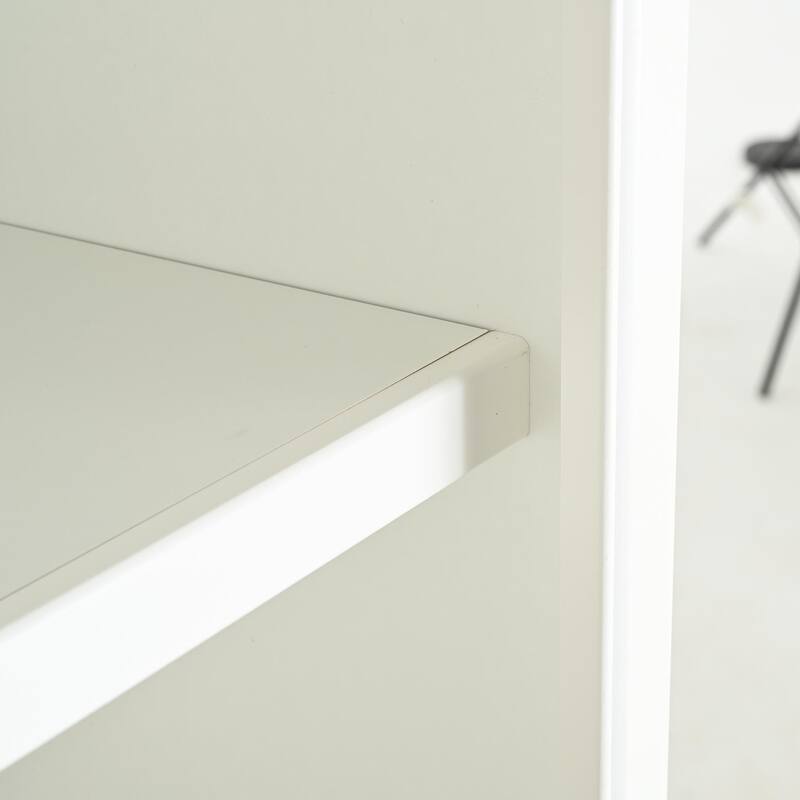 75" Tall Retro Display Shelf with Cabinet - White, Space-Saving