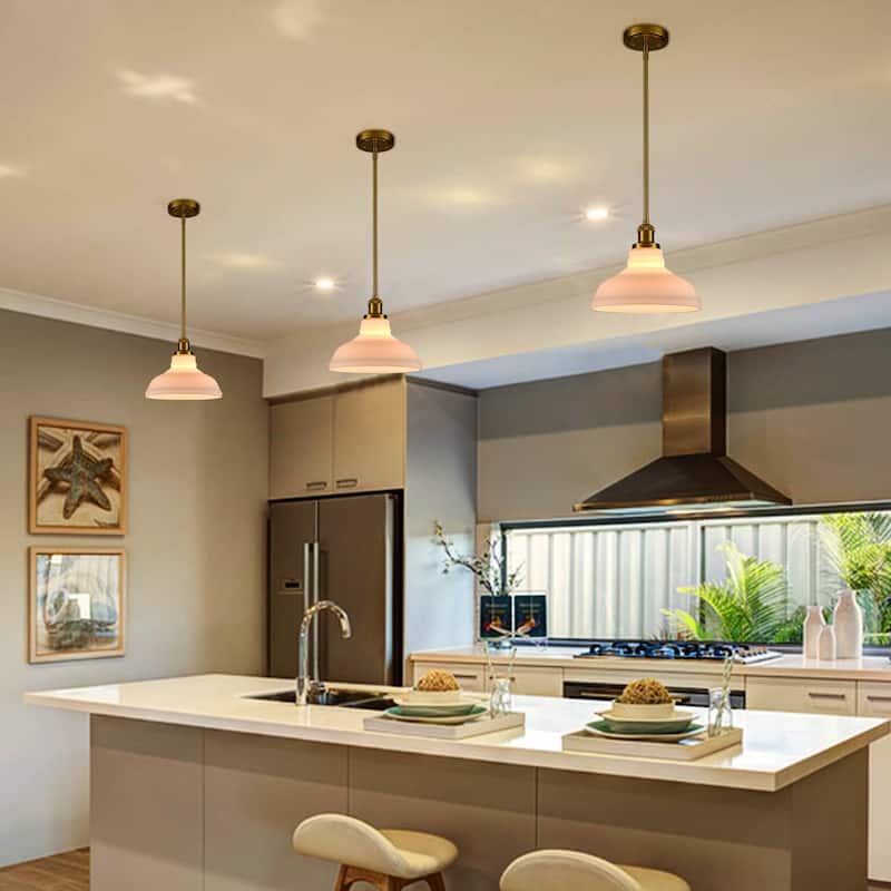 Como Modern Gold Pendant Light Fixture Kitchen Island with Dome Opal Glass