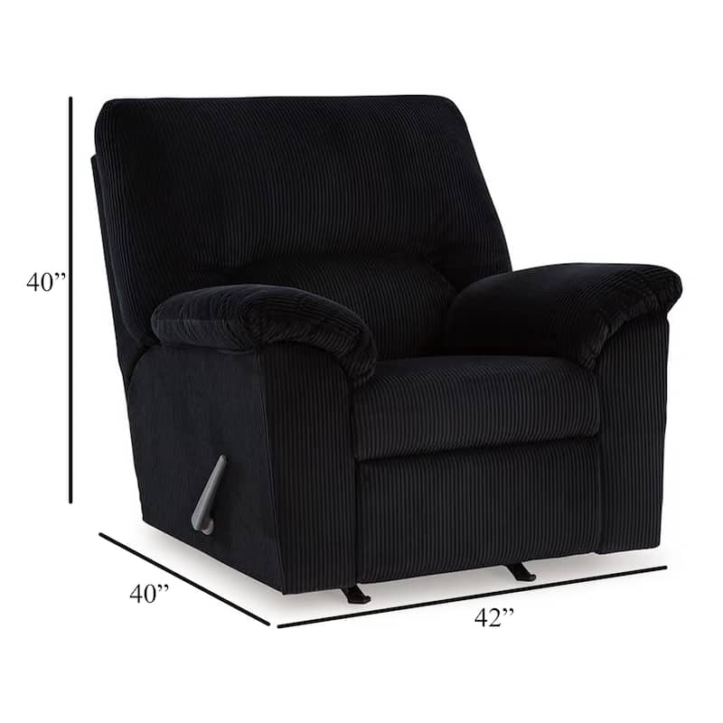 Simy Manual Recliner Accent Chair, 40 Inch Black Polyester Corduroy