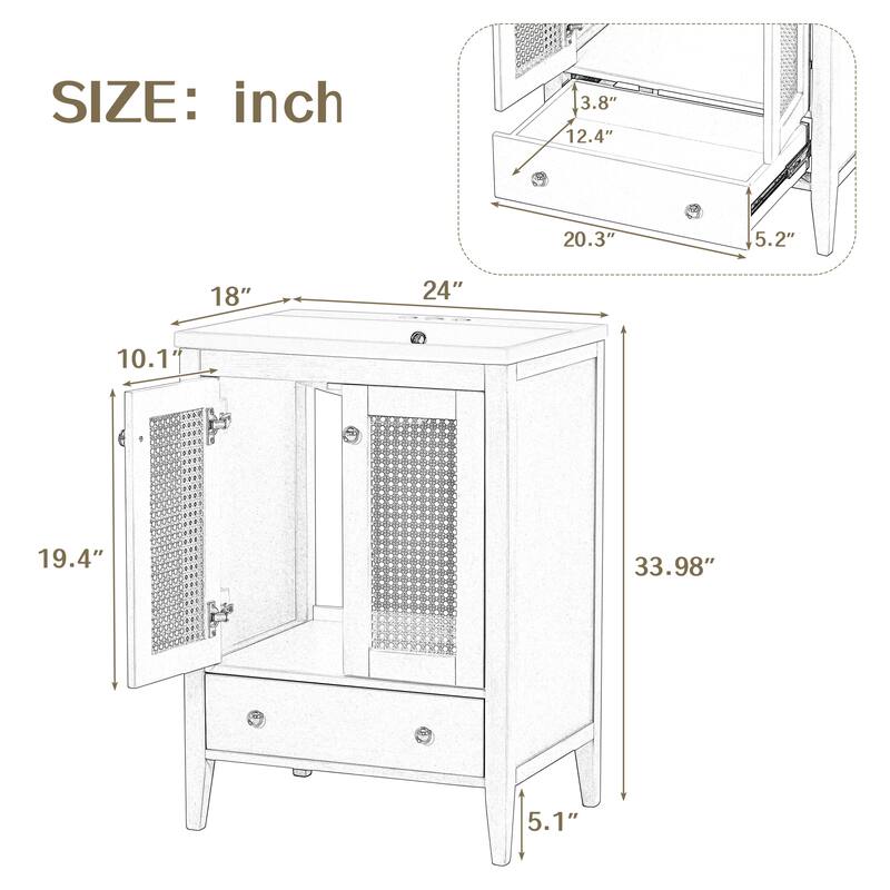 24" Bathroom Vanity - Natural - with Sink