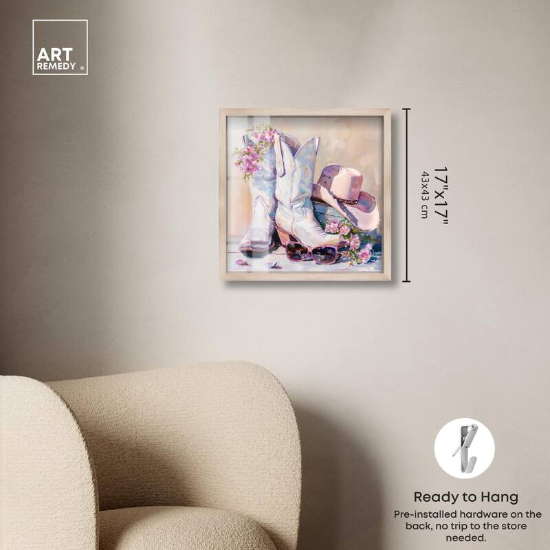 Spring Pink Cowboy Necessities Shadowbox by Art Remedy