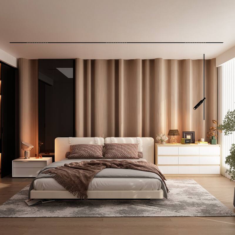 63" Modern 9-Drawer Dresser for Bedroom, Wide White Chest of Drawers, Large Storage Cabinet for Clothes Organization